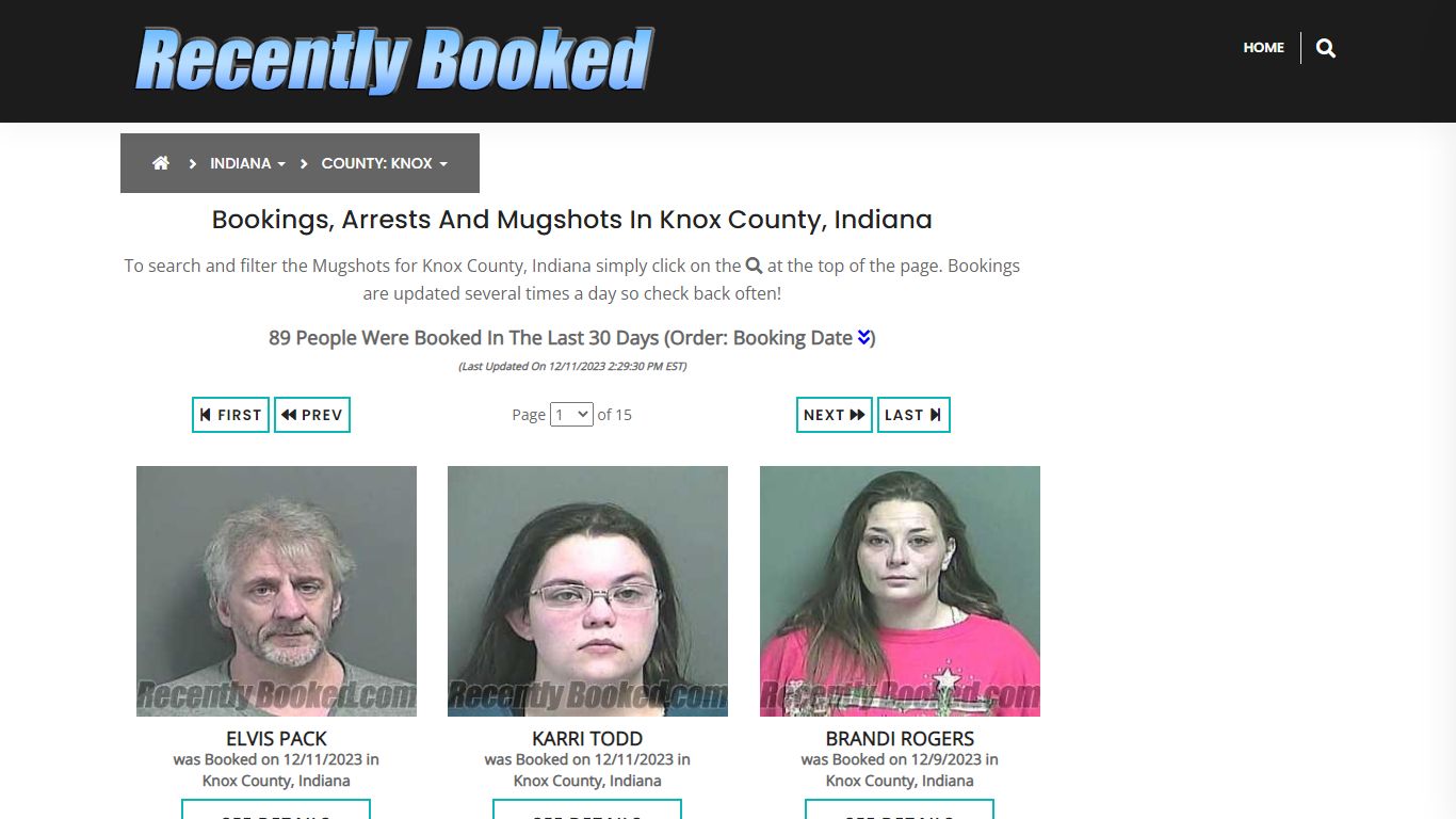 Recent bookings, Arrests, Mugshots in Knox County, Indiana